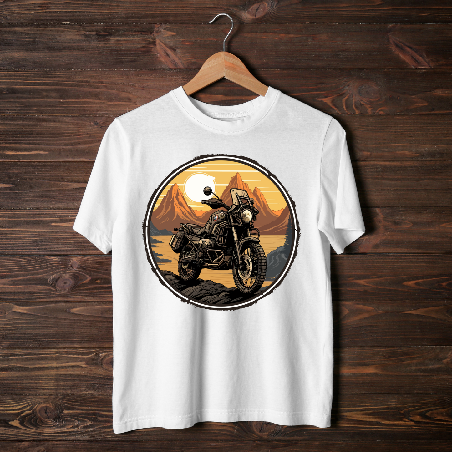 Classic Crewneck T-Shirt [Sunset and Bike]
