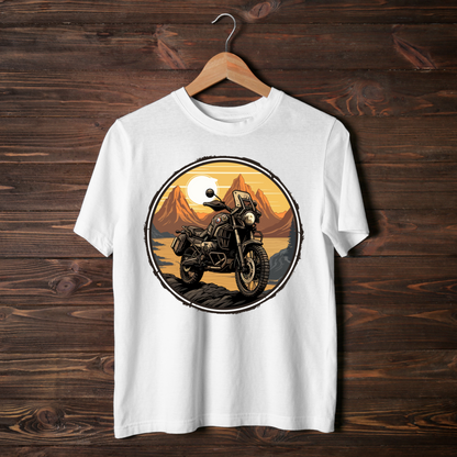 Classic Crewneck T-Shirt [Sunset and Bike]