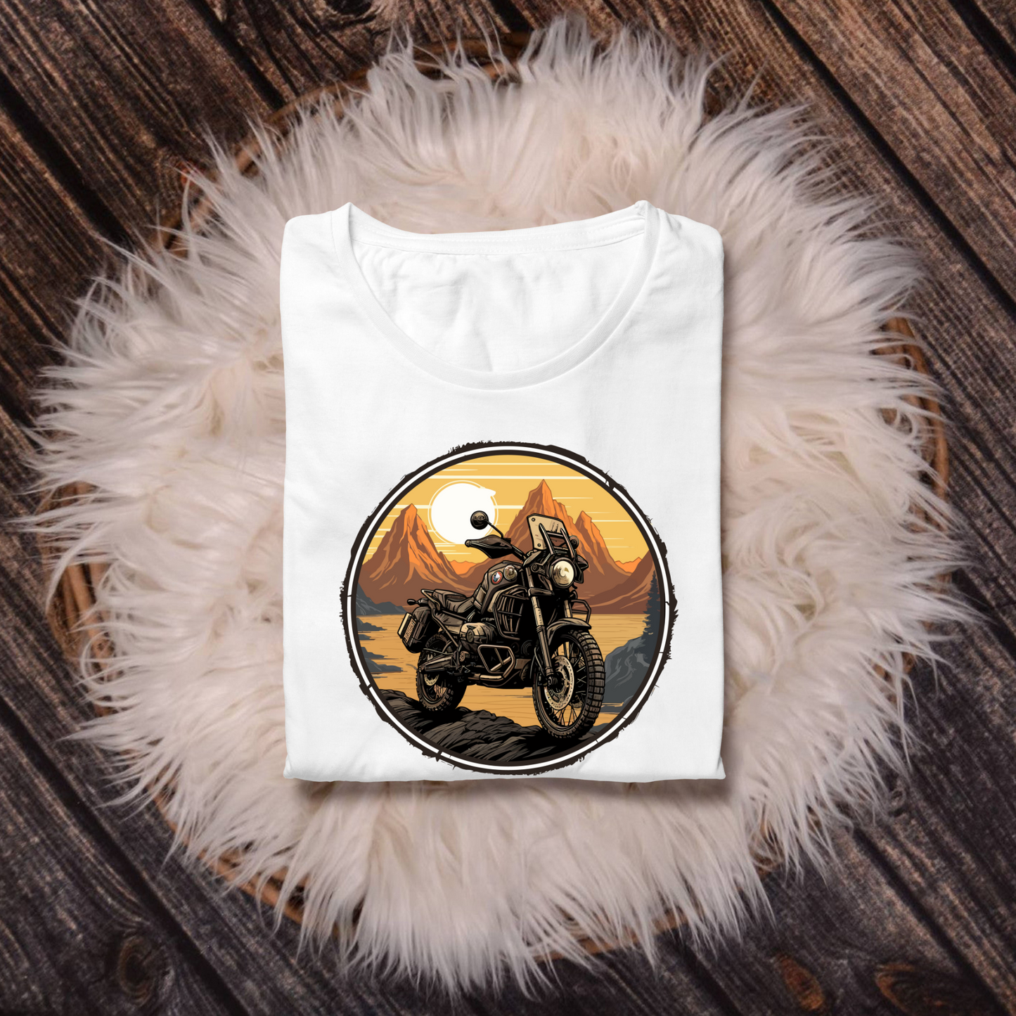 Classic Crewneck T-Shirt [Sunset and Bike]