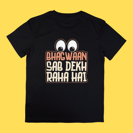 Unisex Classic  Crewneck T-Shirt [BHAGWAN SAB DEKH RAHA HAI]