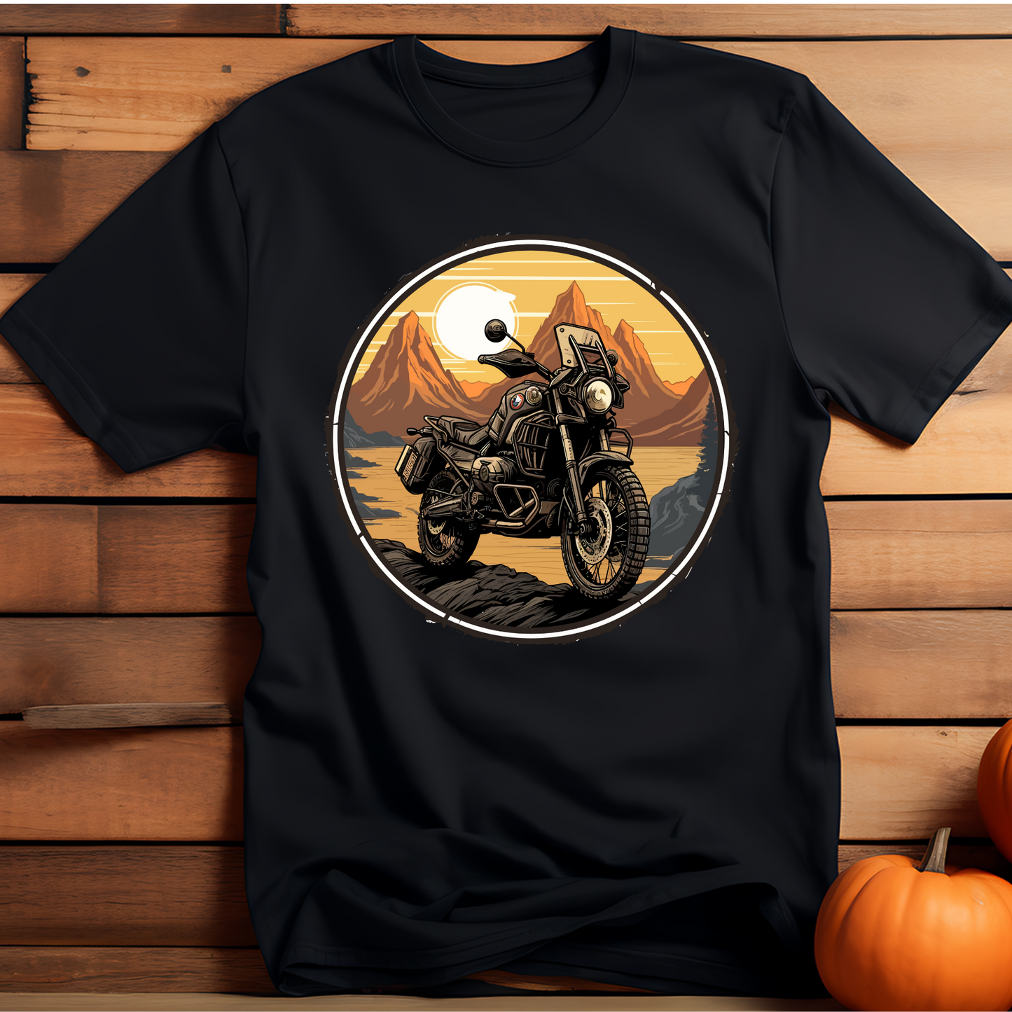 Classic Crewneck T-Shirt [Sunset and Bike]